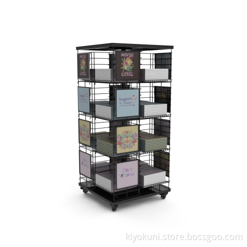 Advertising Equipment Book Retail Store Metal Freestand Rotating Newspaper Greeting Card Display Stand